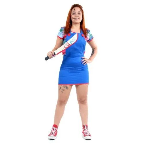 Fantasia Chucky Boneco Assassino Feminino Adulto e Infantil - Halloween