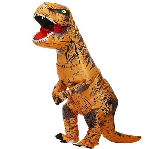Fantasia Inflável Dinossauro T-Rex Marrom Adulto e Infantil