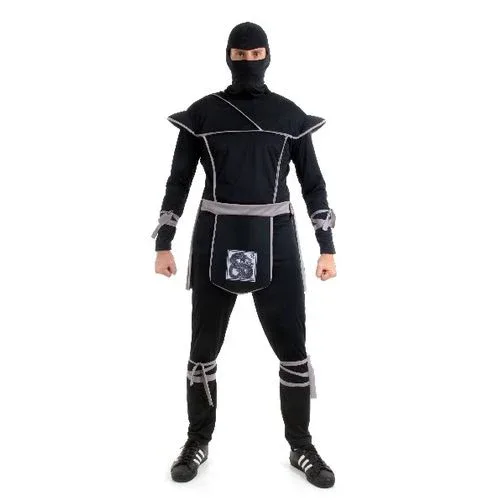 Fantasia Ninja Cinza Adulto e Infantil - Carnaval
