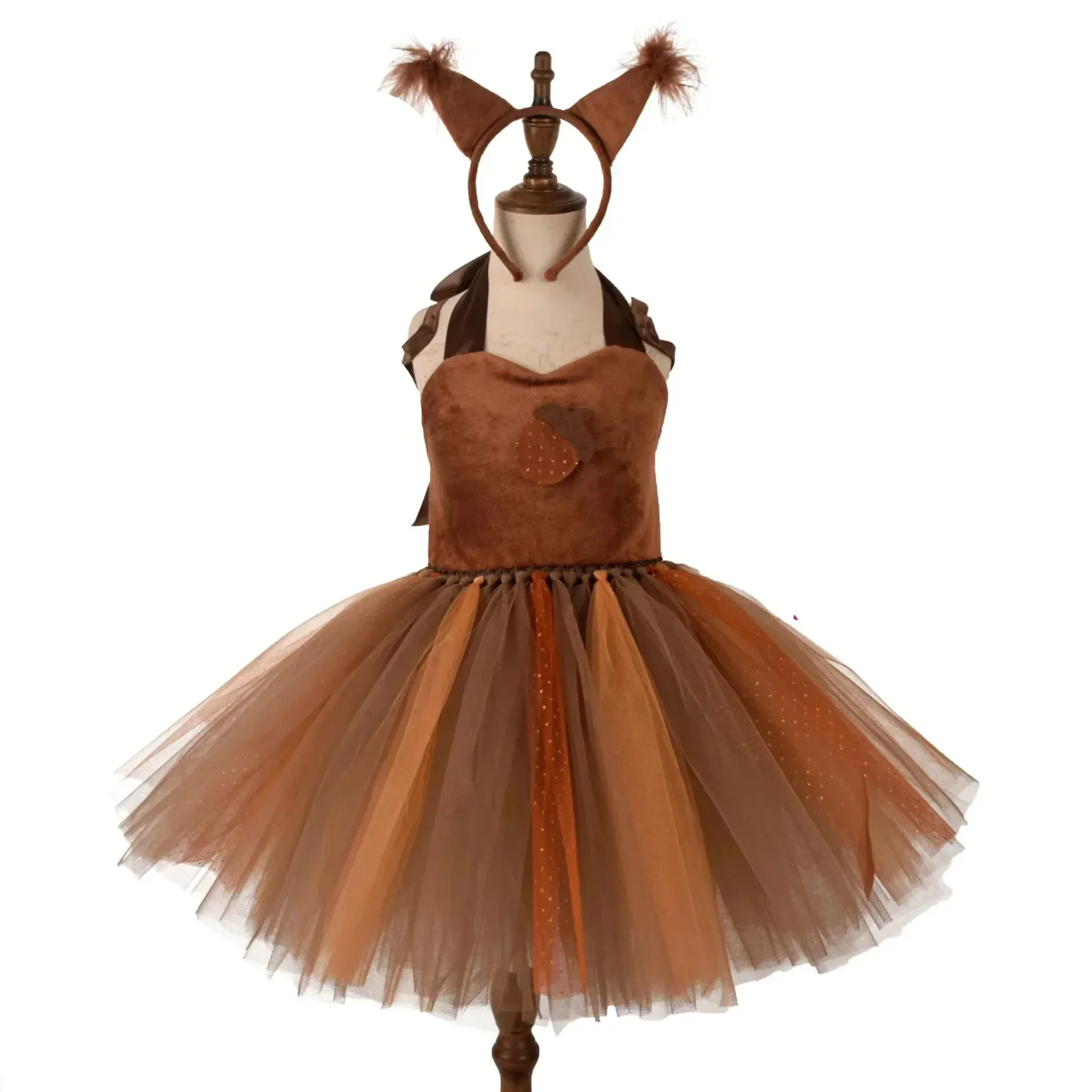 Vestido Esquilo Infantil e Adulto