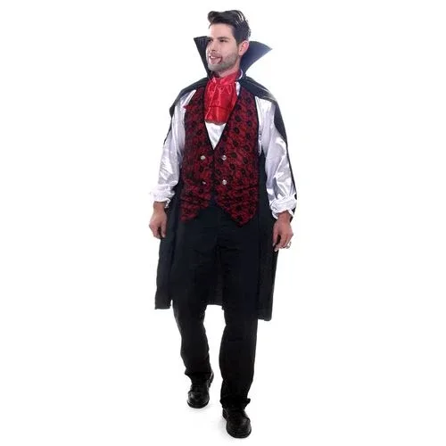 Fantasia Vampiro Vermelho Adulto e Infantil com Capa e Lenço - Halloween