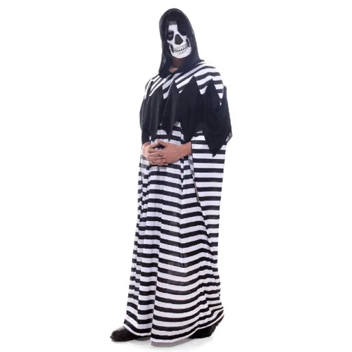 Fantasia Palhaço Preto e Branco Túnica Adulto e Infantil com Máscara - Halloween
