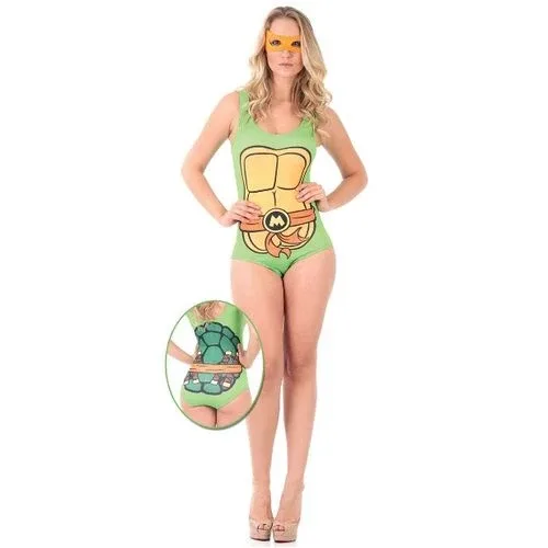 Fantasia Body Tartaruga Ninja Michelangelo Adulto e Infantil c/ Máscara