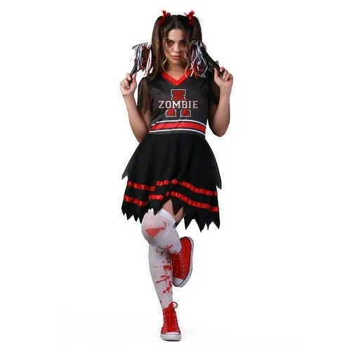 Fantasia Zombie Cheer Líder de Torcida Adulto e Infantil Halloween